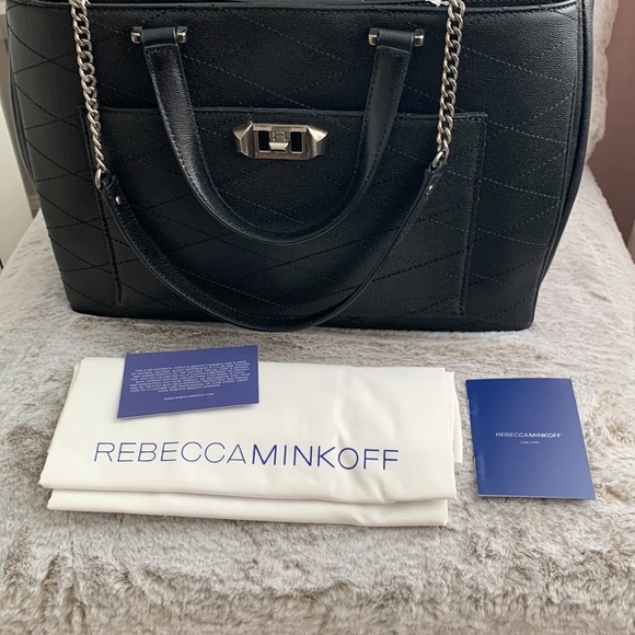 REBECCA MINKOFF | Je T’aime Work Bag Tote - Black Leather - Picture 12 of 17